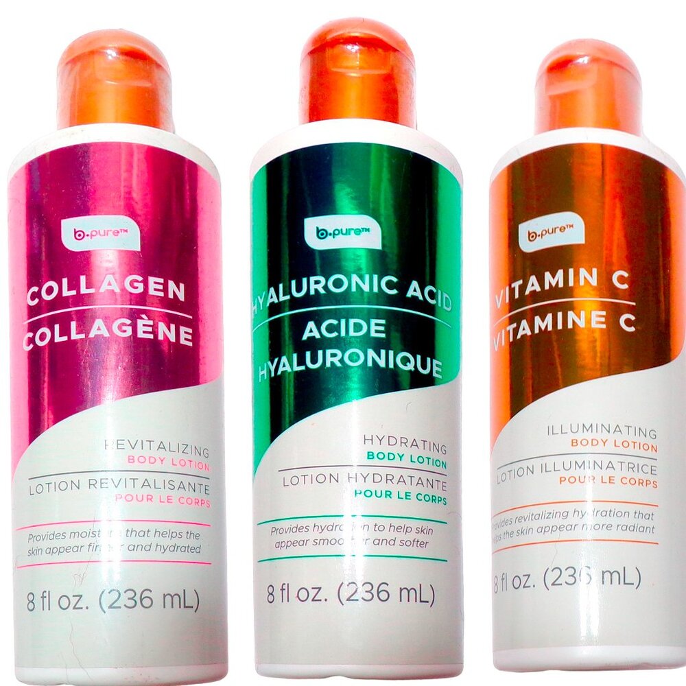 b- pure Collagen, Hyaluronic and Vitamin C Body Lotions 8 Oz. (Set of 3)